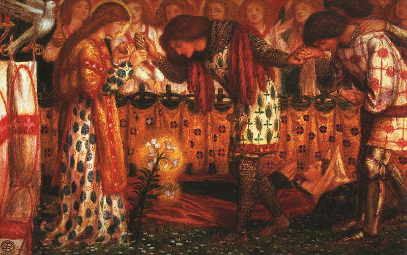 Dante Gabriel Rossetti How Sir Galahad, Sir Boys and Sir Percival were fed with the Sanc Grael ; But Sir Percival's Sister Norge oil painting art